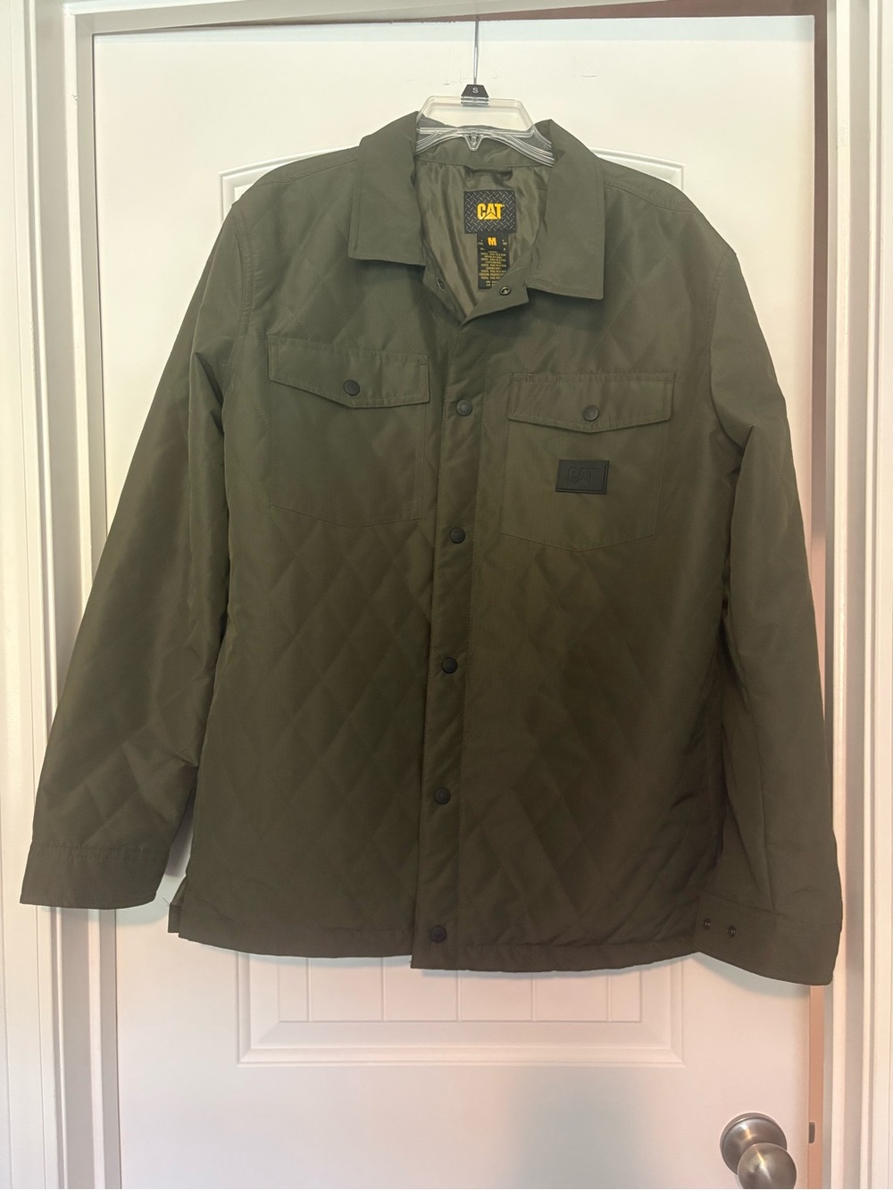 CAT Olive Green Quilted Shirt Jacket